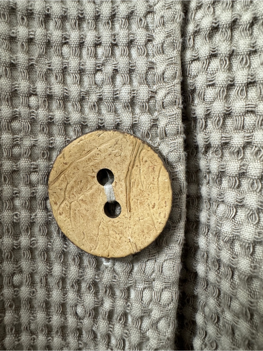 Focus Waffle Textured Beige Button Front Jacket - Picture 5 of 7
